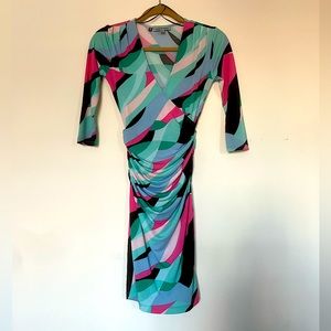 JENNIFER LOPEZ Geometric Deep V-Neck Dress